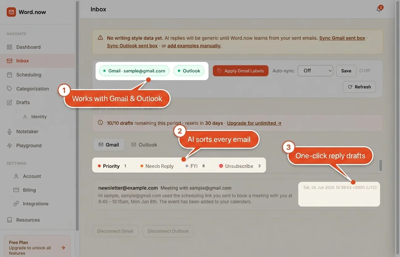 Replai inbox organizer helping an operations manager triage email