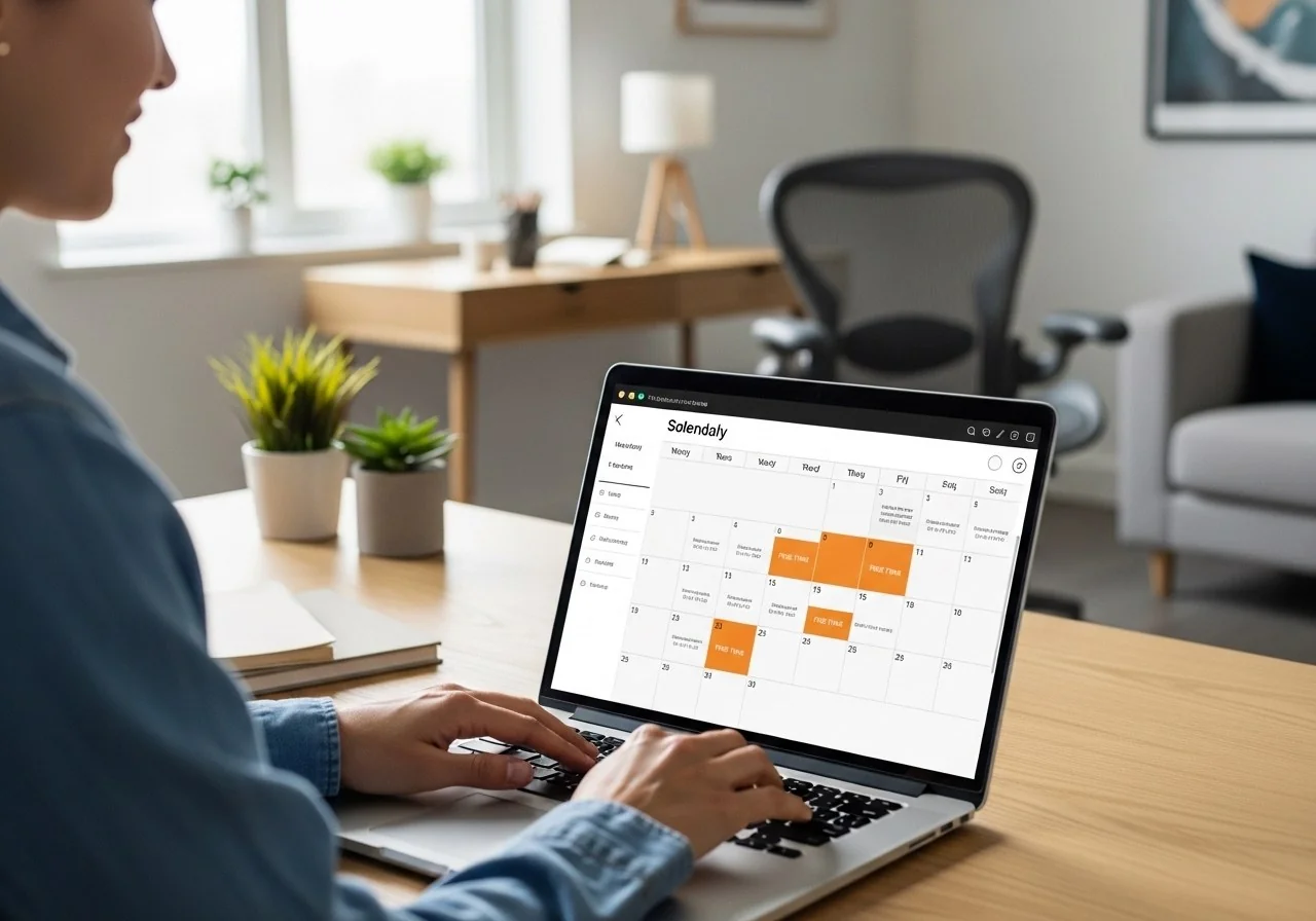 Person using Replai scheduling assistant on laptop to find meeting times